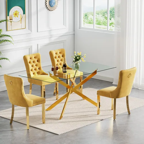 Vista 23 de Juego de mesa de comedor de cristal plateado moderno de 47 pulgadas para 2, juego de mesa de comedor de cocina redonda de 3 piezas con patas
