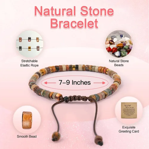 Vista 4 de ZOKCC Pulseras de regalo inspiradoras para mujer, pulseras de piedra natural curativa, regalos de recupérate pronto para mujeres, mejores amigas