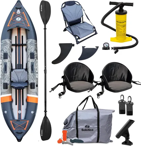 Vista 9 de SOLSTICE Flare - Bote inflable de pesca para 1 a 2 personas para adultos y niños de 12 pies 6 pulgadas x 37 pulgadas 2 asientos de cubo ajustables