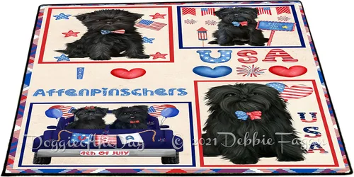 Vista 11 de Doggie of the Day Affenpinscher Dogs Floor Mat - 4th of July Independence Day - Best Dog Doormat - Protector Decor - Unique Portrait Art - Premium