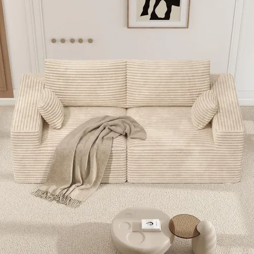 Vista 30 de Sofá modular de 146 pulgadas, sofás de nube convertibles en forma de U para sala de estar con otomana, juego de sofá de pana de 6 plazas sin hueso