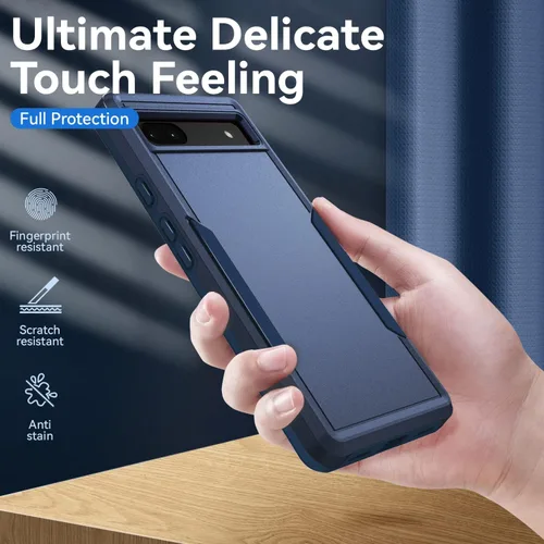 Vista 6 de Asuwish Funda para teléfono para Pixel 6A con protector de pantalla de vidrio templado y delgada híbrida de cuerpo completo, protector móvil