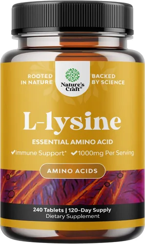 Vista 9 de Natures Craft Cápsulas de forma libre de L-lisina, suplemento de L-lisina de alta resistencia para la salud ocular, cuidado de los labios, síntesis