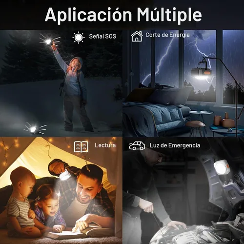 Vista 6 de FLY2SKY - Paquete de 3 luces LED recargables para camping, mini linterna de emergencia