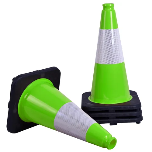 Vista 32 de OrangeStar 6 Pack 36" Conos de seguridad de tráfico, conos de estacionamiento verdes con collar reflectante, conos de construcción con base
