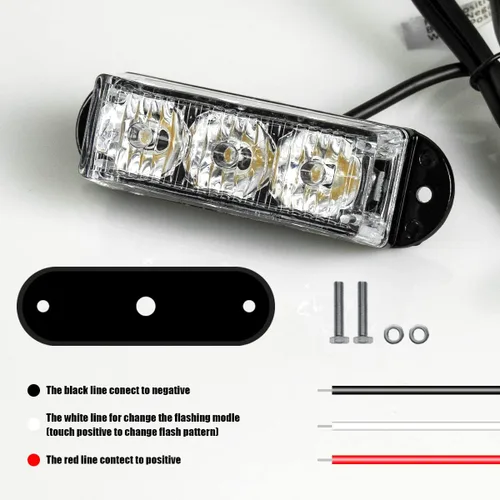 Vista 5 de Purishion - 3 Luces estroboscópicas LED de emergencia, impermeables, color ámbar, 12 diferentes intermitentes para automóvil, SUV, camioneta