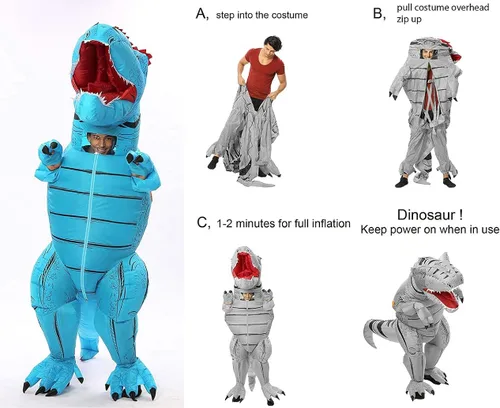 Vista 4 de FUNNY COSTUMES Disfraz de dinosaurio T-Rex para adultos, talla única