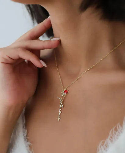 Vista 21 de TRANGEL Custom Birth Flower Name Necklace Personalized 18K Gold Plated Necklace Floral Pendant Jewelry Mothers Christmas Birthday Gift for Women