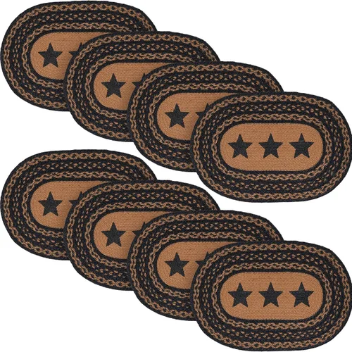 Vista 14 de VHC Brands Farmhouse Star - Mantel individual para mesa de comedor, yute trenzado, ovalado, negro tostado, 10 x 16 pulgadas
