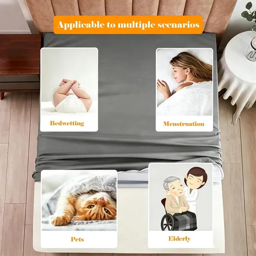 Vista 5 de Premium Waterproof Fitted Sheet Mattress Protector, Noiseless Mattress Cover with Deep Pocket Fitted up to 20 Inches, Washable and Easy Blanco