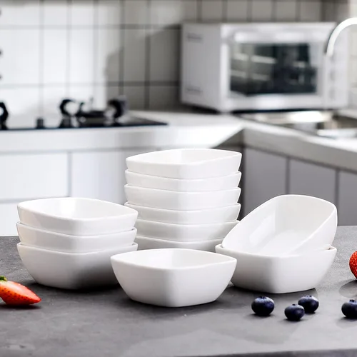 Vista 8 de MALACASA Juego de cuencos para salsas de porcelana de 5 oz, paquete de 12 ramekins pequeños, platos para salsas, ramekins pequeños apilables