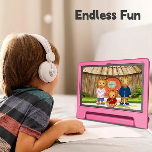 Vista 7 de VNEIMQN Tablet Android 14 de 10.1 pulgadas, almacenamiento de 64 GB, procesador Octa-Core, WiFi Bluetooth, cámaras duales, funda protectora rosa
