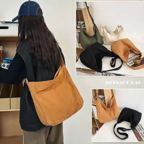 Vista 6 de Bolsa de lona casual Hobo Crossbody bolsa de hombro para mujeres y hombres, bolso grande bolso mensajero bolsa de viaje trabajo
