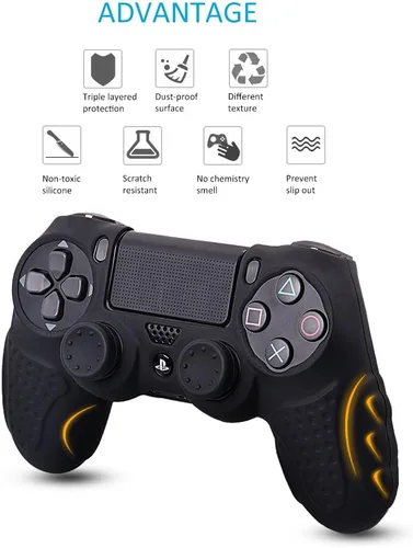 Vista 4 de CHINFAI PS4 Controller DualShock4 Skin Grip Anti-Slip Silicone Cover Protector Case for Sony PS4PS4 SlimPS4 Pro Controller with 8 Thumb Grips (Black)