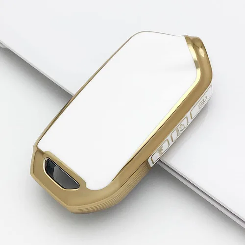 Vista 3 de ontto Compatible con Kia Stinger 2019 2020 - Funda duradera para llave de automóvil K900 2021 2022, protector de llave brillante beige
