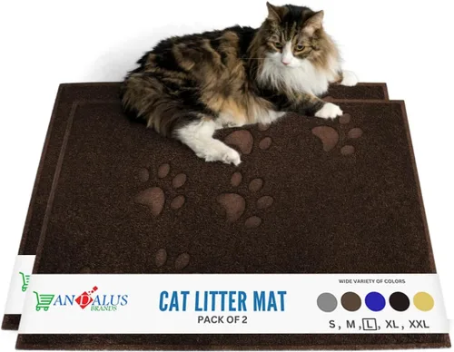Vista 25 de Andalus Tapete Pequeño para Arena de Gatos, Paquete de 2 - Impermeable, Antideslizante y Fácil de Limpiar, Tapete para Caja de Arena de Gatos