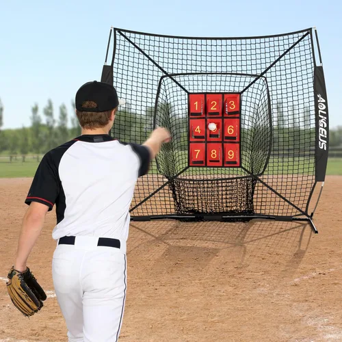 Vista 6 de Objetivo de zona de ataque ajustable para red de béisbol, almohadilla de lanzamiento numerada, objetivo de sóftbol de béisbol, práctica