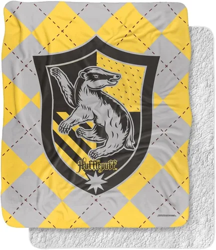 Vista 10 de Manta de Harry Potter, 50 x 60 pulgadas, Gryffindor Plaid Sigil Silky Touch Sherpa Back Manta súper suave