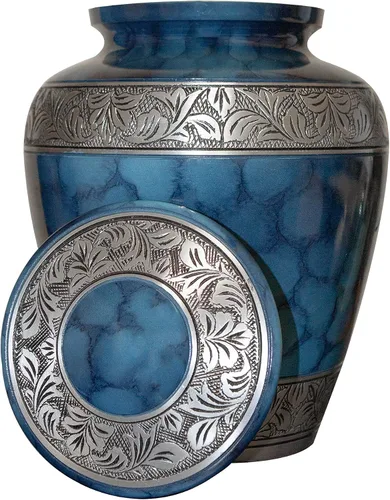 Vista 4 de Urna de cremación funeraria humana extra grande, urna doble personalizada para dos adultos (azul)