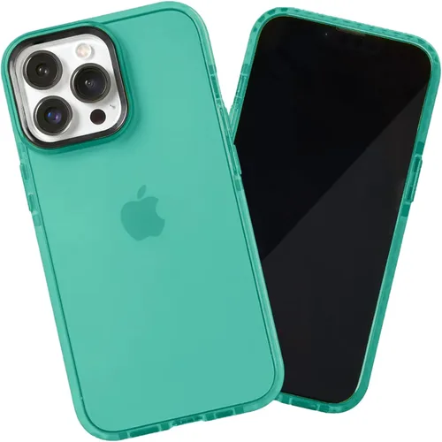 Vista 24 de SteepLab Funda de barrera para iPhone 13, protección de 360 grados que absorbe impactos con bisel elevado y colores llamativos (cielo azul brillante)