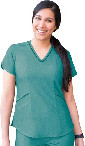 Vista 14 de Adar Pro Scrubs para mujer - Moderno cuello en V Manzana