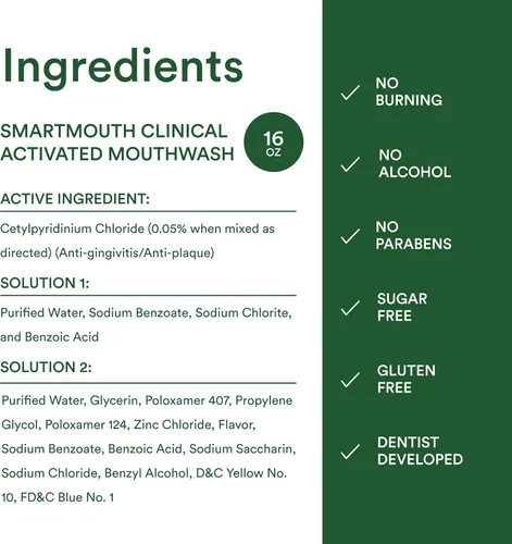 Vista 8 de SmartMouth Enjuague bucal activado por DDS para protección contra el mal aliento las 24 horas más limpiador de lengua, 16 onzas líquidas