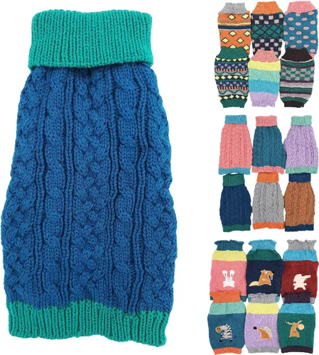 Vista 17 de Suéter de punto para perro, ropa de invierno cálida y suave para mascotas pequeñas y grandes (XL: longitud: 22 pulgadas, alce)