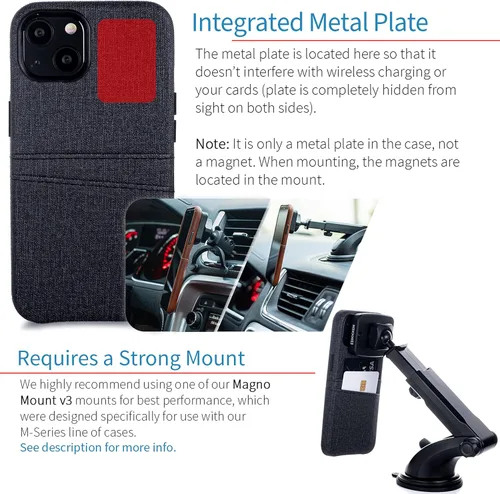 Vista 3 de Dockem Funda tipo cartera para iPhone 13 con placa metálica integrada para montaje magnético y 2 bolsillos para tarjetas de crédito: Luxe M2, piel