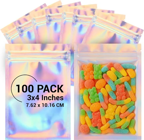Vista 12 de COLSEN – Paquete de 100 bolsas planas herméticas resellables de mylar (tereftalato de polietileno/PET) metalizado, de 3 x 4 pulgadas
