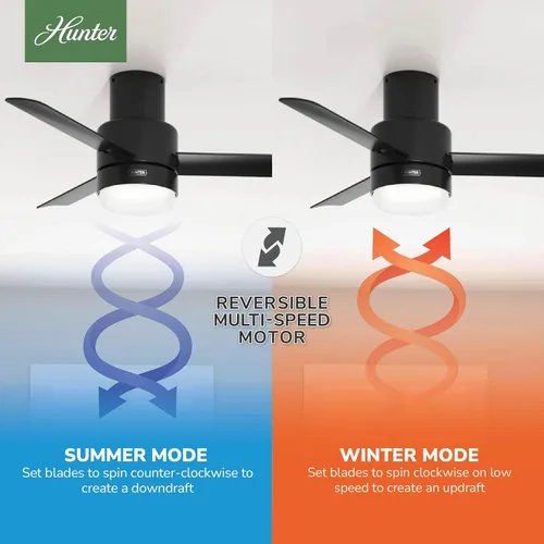 Vista 5 de Hunter Fan Company Gilmour - Ventilador de techo casual para interiores y exteriores de 44 pulgadas, color negro mate, con kit de luz LED brillante