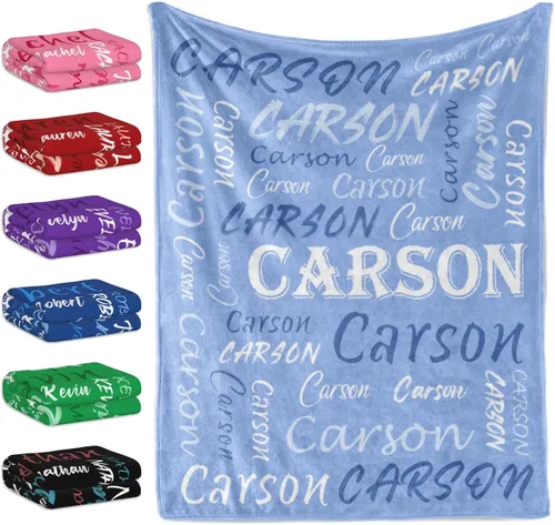 Vista 32 de Manta personalizada con tema negro, manta suave y ligera de franela y forro polar con nombre para hombres, mujeres, niños y niñas - Regalos