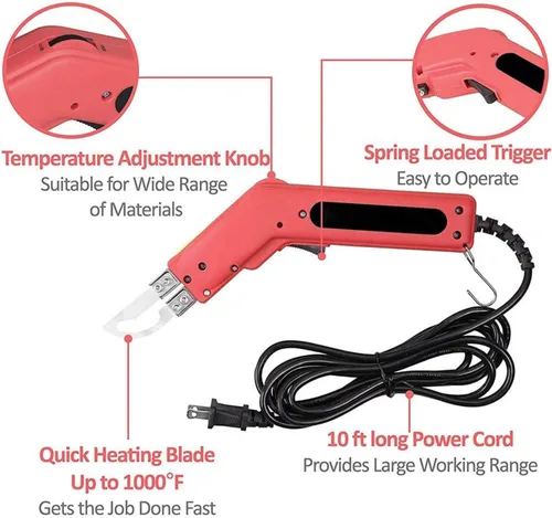 Vista 3 de Cuchillo caliente eléctrico, Hotshield Profesional de mano con cuchillo caliente eléctrico y pantalla de calor para cortar, cuerda, lona, telas