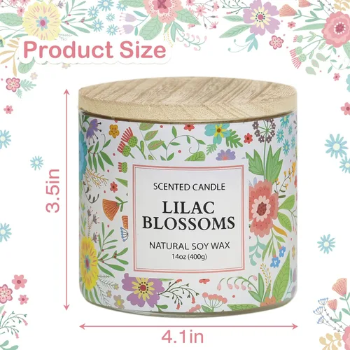 Vista 8 de Vela de primavera, vela perfumada floral, vela perfumada Blossoms Gardenia, 3 mechas grandes, 14 onzas