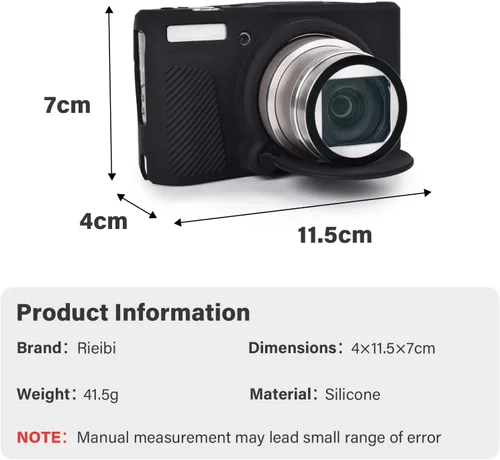 Vista 3 de Rieibi SX740 - Funda de silicona para cámara Canon Powershot SX740/SX730, funda protectora de silicona compatible con cámara digital Canon Negro
