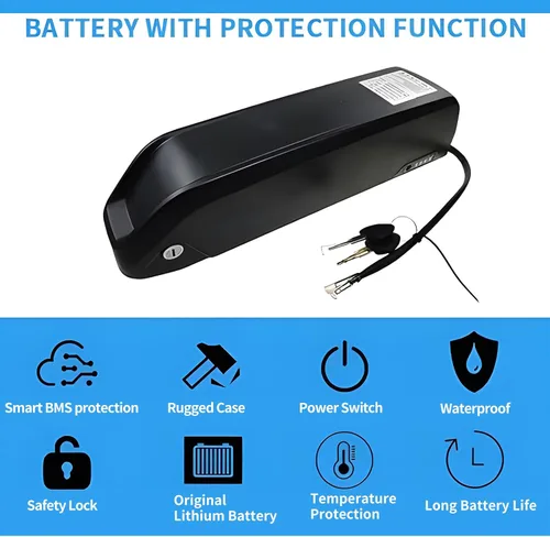 Vista 6 de BAFANG Batería de bicicleta eléctrica 48V 52V 13Ah 17.5Ah 20Ah Ebike Batería de iones de litio con cargador y llave para motor de 500W 750W 1000W