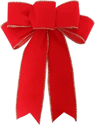 Vista 11 de Ochine Decoración para árbol de Navidad, lazo decorativo para árbol de Navidad, tiras decorativas, cinta, búfalo, arpillera, rojo y negro, lazo