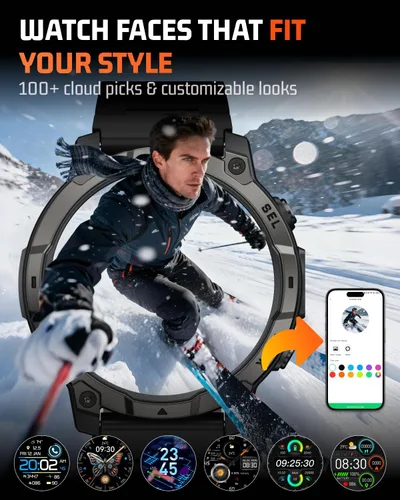 Vista 7 de Reloj inteligente para hombre con rastreador de fitness: reloj militar con función de responder/hacer llamada, LED digital, relojes impermeables