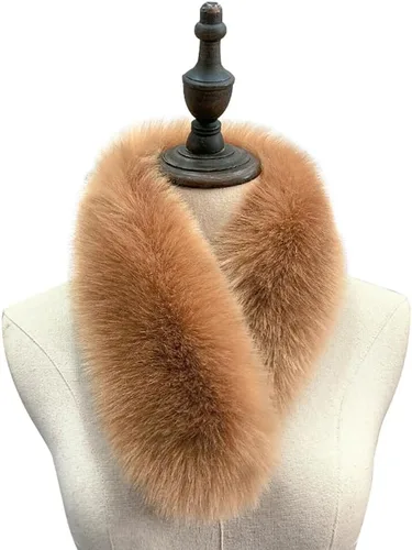 Vista 2 de ikasus Bufanda esponjosa de piel sintética para mujer, calentador de cuello largo de invierno, como cuello de piel real para accesorios de ropa
