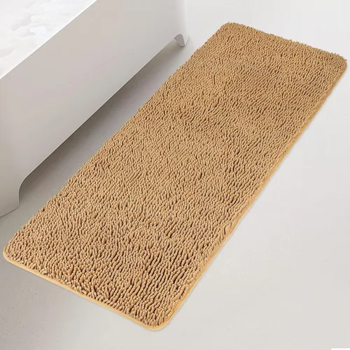 Vista 64 de Yeaban Alfombra de pasillo de baño de 24 x 72 pulgadas, antideslizante, alfombra de baño larga de felpilla gruesa, absorbente y lavable, alfombra