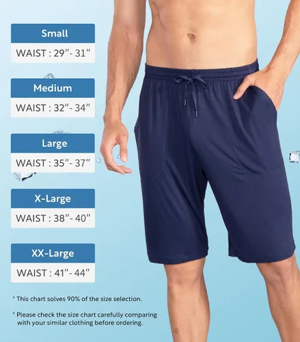 Vista 6 de DAVID ARCHY - Pantalones cortos de pijama para hombre de bambú y rayón, cómodos, transpirables, con bolsillos, para dormir, pack de 2