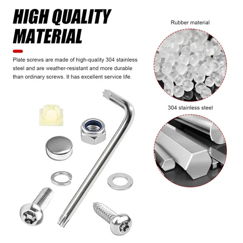 Vista 4 de WZP Tornillos antirrobo para matrícula, juego de tornillos de placa de matrícula de acero inoxidable resistentes a manipulaciones, tornillos