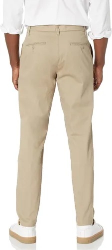 Vista 2 de Tienda Essentials Pantalón chino elástico ajustado resistente a las arrugas, sin pinzas, para hombre