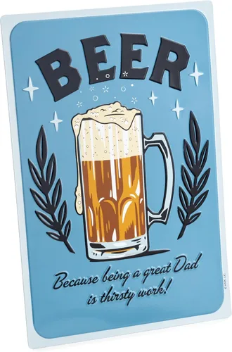 Vista 2 de Hallmark Tarjeta del día del padre con letrero de cerveza extraíble (trabajo sediento)
