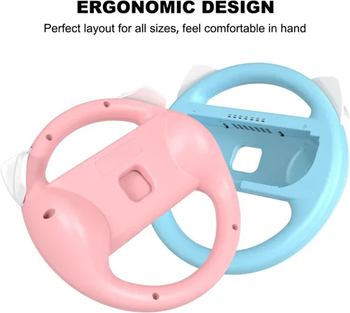 Vista 3 de momen Steering Wheels for Nintendo SwitchSwitch OLED Joy-Con Cute Racing Wheel Accessories for Switch JoyCon Controller (Pink&Blue)