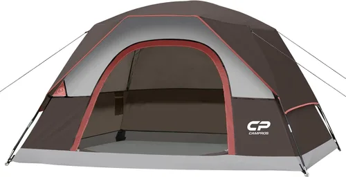 Vista 15 de CAMPROS CP Camping Tent 2/4/6 Person, Waterproof Windproof Double Layer Dome Tent, Easy Setup with Large Mesh Windows & Wide Door for Outdoor