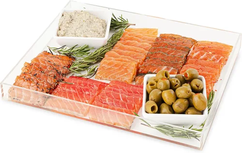Vista 5 de Hammont Bandeja acrílica para encimera de baño, organizador de bandeja pequeña con tapa, bandeja para tanque de inodoro de 10 x 8 x 1 pulgadas
