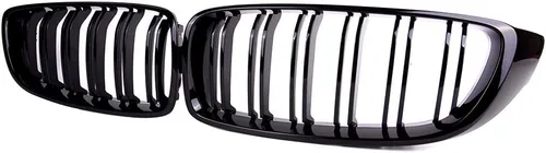 Vista 2 de F32 - Parrilla de riñón para BMW Serie 4 F32 F33 F36 (2014-2019) F82 M4 F80 M3 (2015-2019) (rejilla ABS de doble listones negra, juego de 2 piezas)