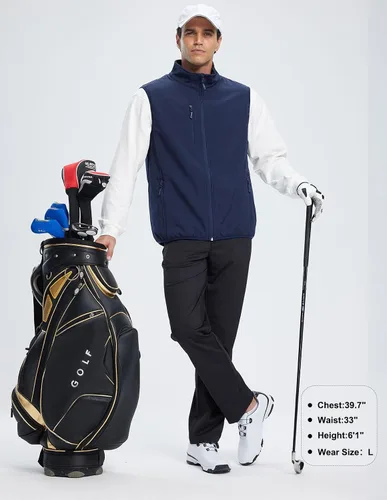 Vista 4 de Chaleco Softshell para hombre, forro polar, resistente al viento, sin mangas, para viajes, senderismo, pesca, correr, golf