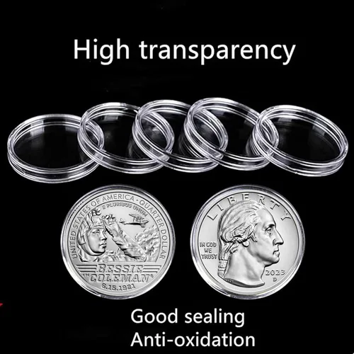 Vista 4 de MUDOR Soporte para monedas de 0.984 in para cuarto de galón, 100 cápsulas de monedas con estuche, caja de almacenamiento de monedas para colección