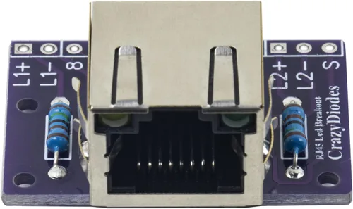 Vista 3 de whiteeeen 4pcs RJ45 Breakout Board con luces LED y 2 tipos de cabezales de pin macho (ángulo recto y derecho)